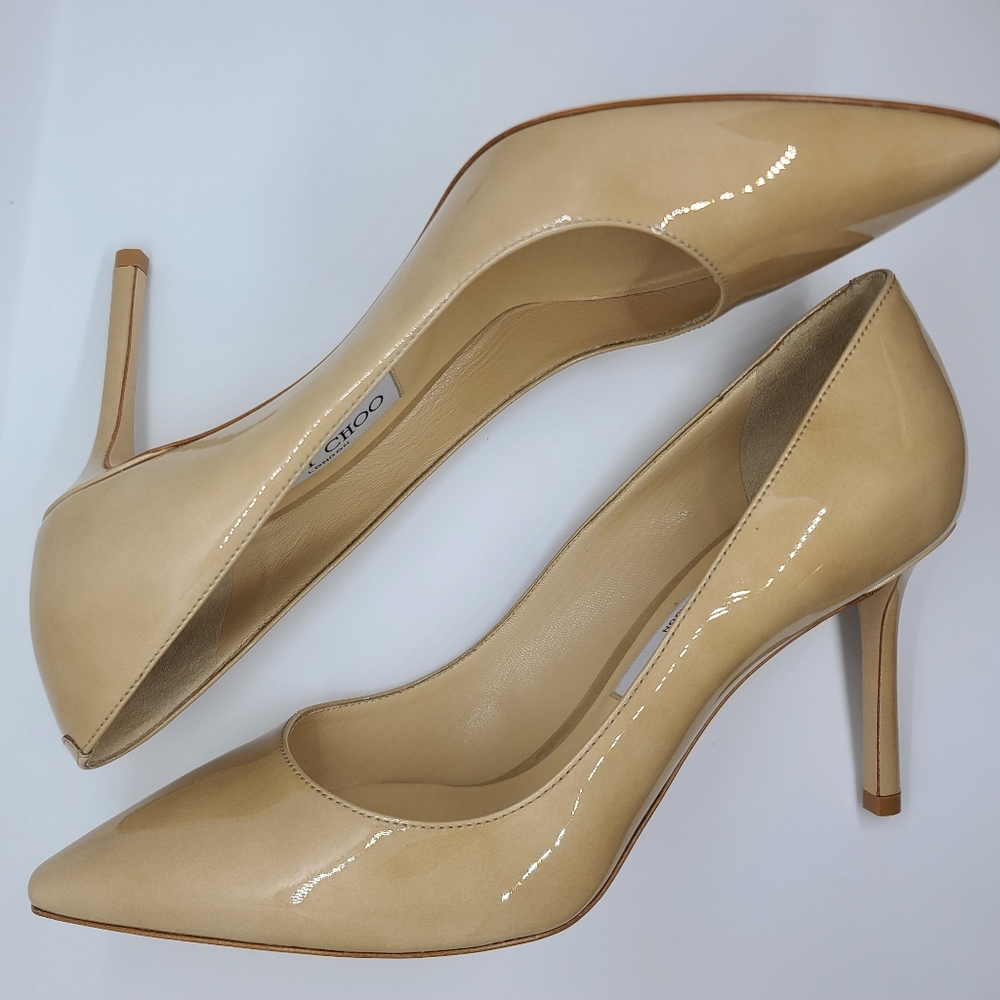 Jimmy Choo Romy 100 NIB sz 39.5 Patent Nude Pump